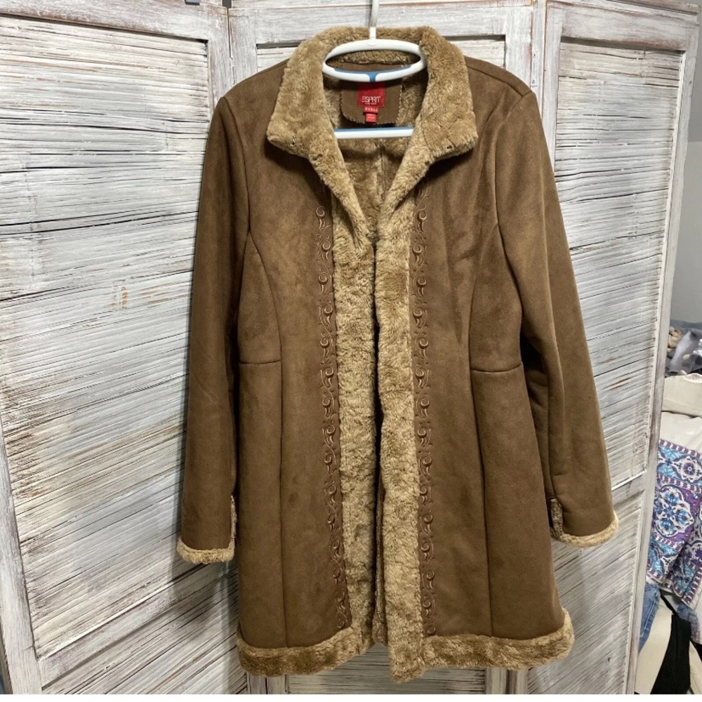 vintage 1980S/90S Esprit embroidered Faux Suede Boho Jacket XL